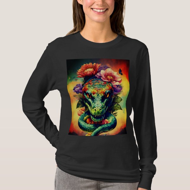 T-shirt Tête de serpent design T-shirt. (Devant)