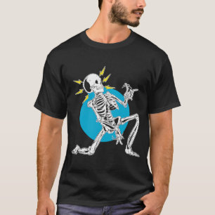 T-shirt Tête De Squelette Jouant Rock Acoustique Sur Sa Gu