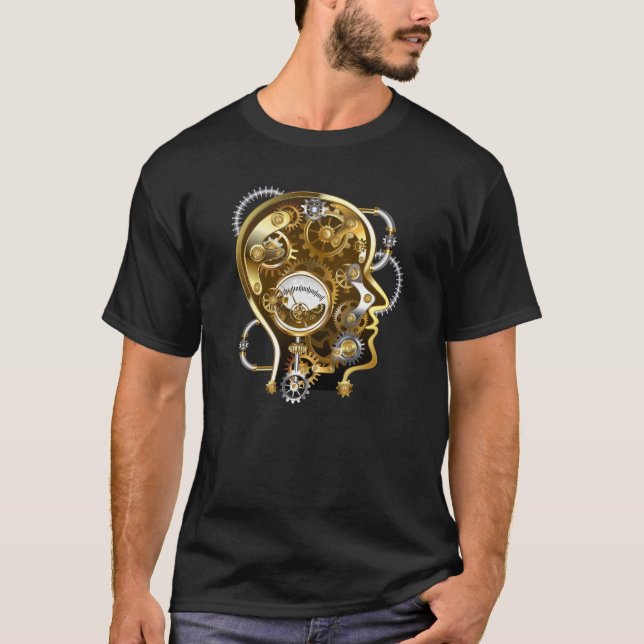 T-shirt Tête de Steampunk avec manomètre (Devant)