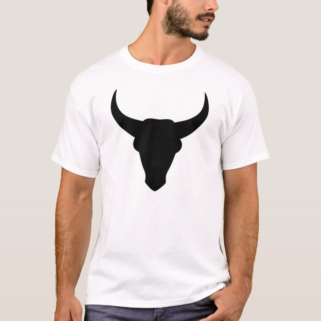 T-shirt Tête de taureau crâne de cowboy de l'Ouest (Devant)