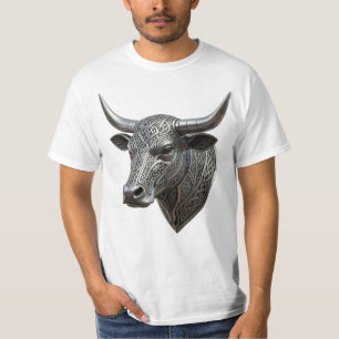 T-shirt Tête de taureau en argent celtique Viking