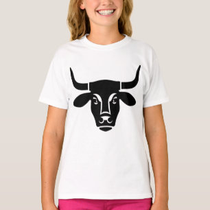 T-shirt Tête de taureau noir minimaliste silhouette de bœu