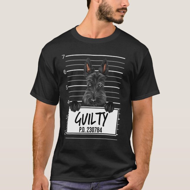 T-shirt Tête de Terrier Écossais Coupable Chien (Devant)