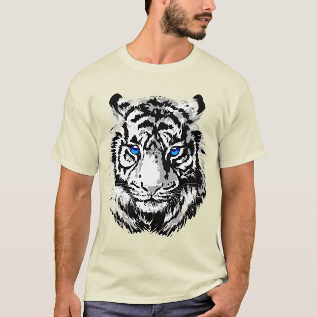 T-shirt Tête de tigre blanc de Sibérie - T-Shir aux yeux b (Devant)