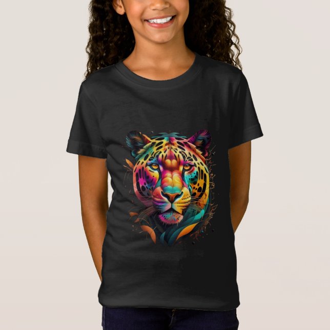 T-Shirt Tête de tigre colorée Abstraite (Devant)