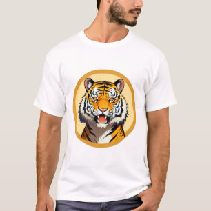 T-shirt Tête de tigre encadrée d'une aura dorée lumineuse
