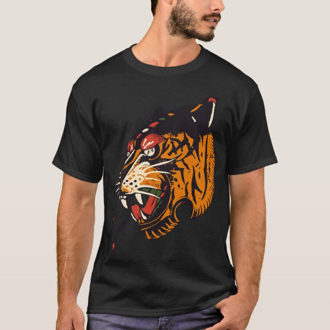 T-shirt tete de tigre style old school tattoo tiger  1 (Devant)