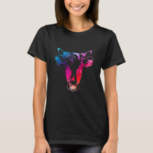 T-shirt Tête de vache aquarelle élevage animal pour agricu
