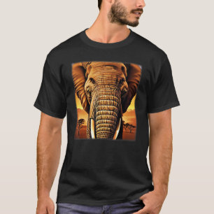 T-shirt Tête d'éléphant motif animal imprimer oeuvre safar