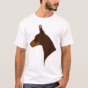 T-Shirt - Tête Doberman coupée en rouge et rouille