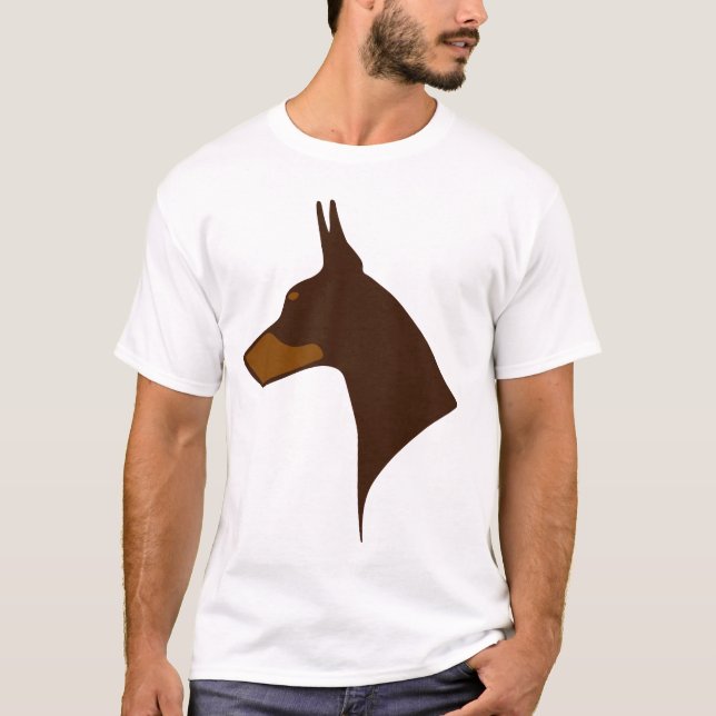 T-Shirt - Tête Doberman coupée en rouge et rouille (Devant)