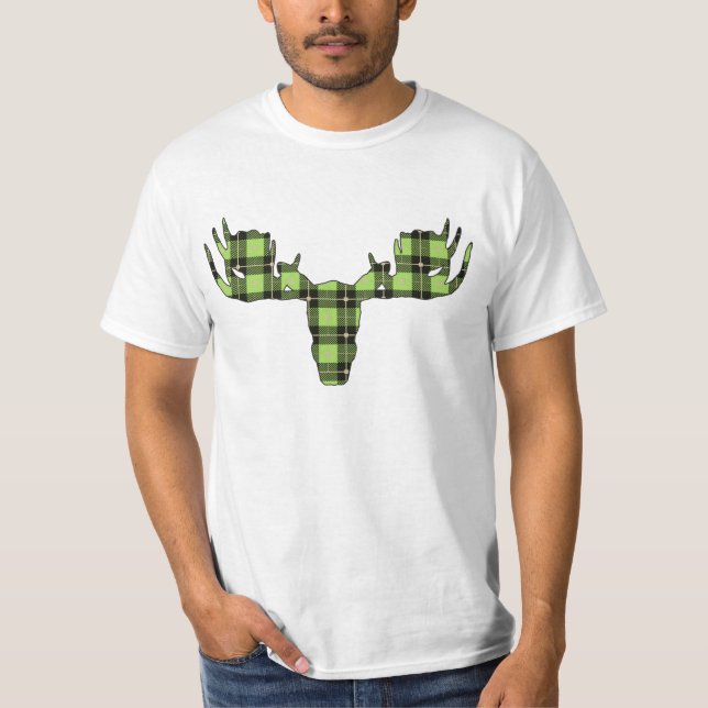 T-shirt Tête d'orignal verte et noire (Devant)