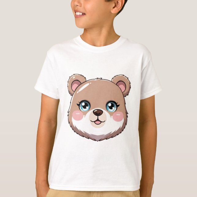 T-shirt Tête d'ours Kawaii (Devant)