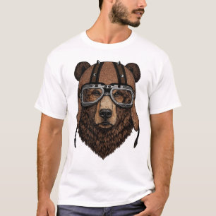 T-shirt Tête d'ours pilote – Style d'aviateur vintage