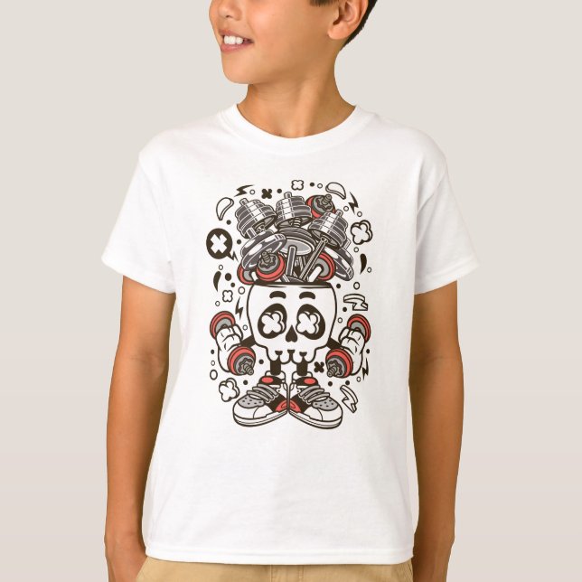 T-shirt Tête du crâne Barbell (Devant)