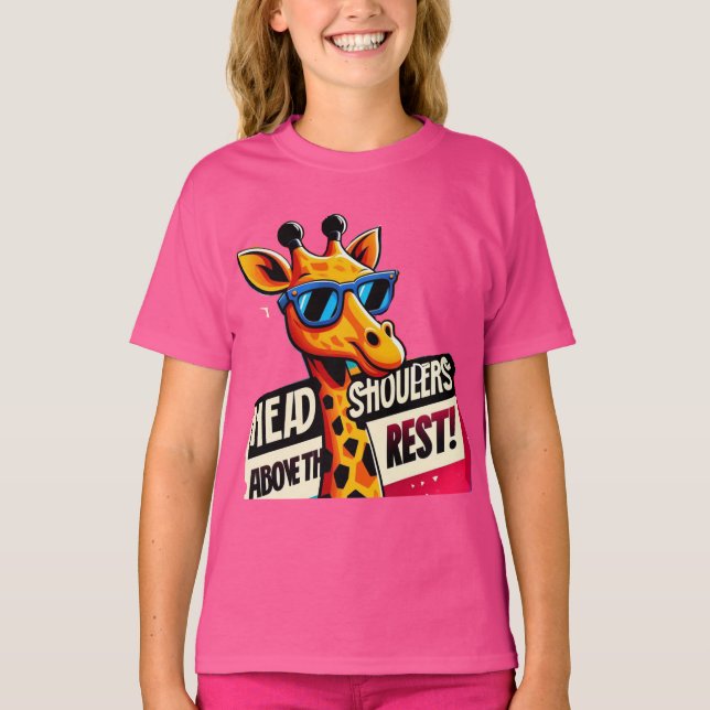 T-shirt tête et épaules au-dessus du reste drôle girafe (Devant)