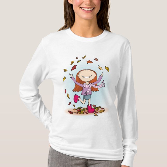 T-shirt Tête féminine amusante d'automne (Devant)
