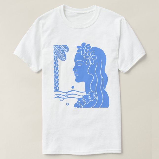 T-shirt tête fille Hula bleu (Design devant)