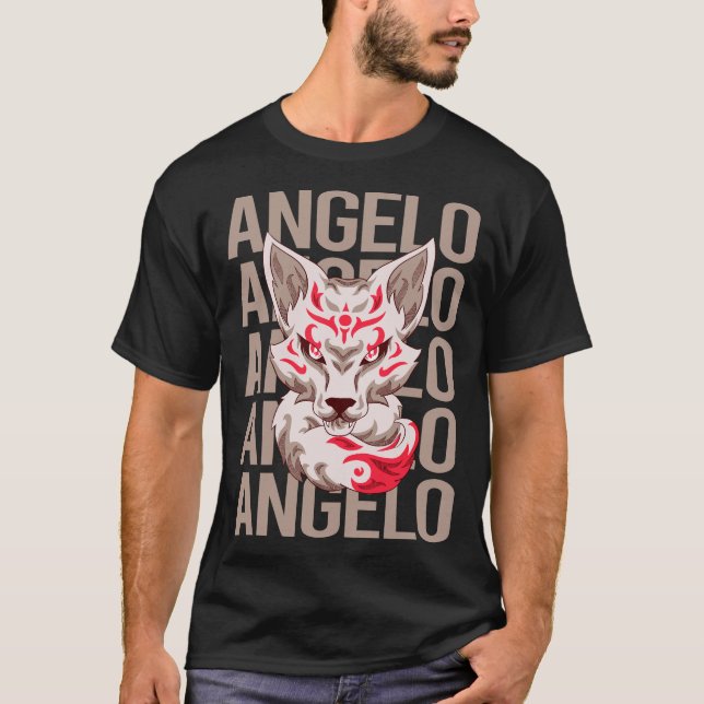 T-shirt Tête Fox - Nom Angelo (Devant)
