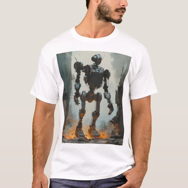 T-shirt Tête graphique robot rétros tendance (Devant)