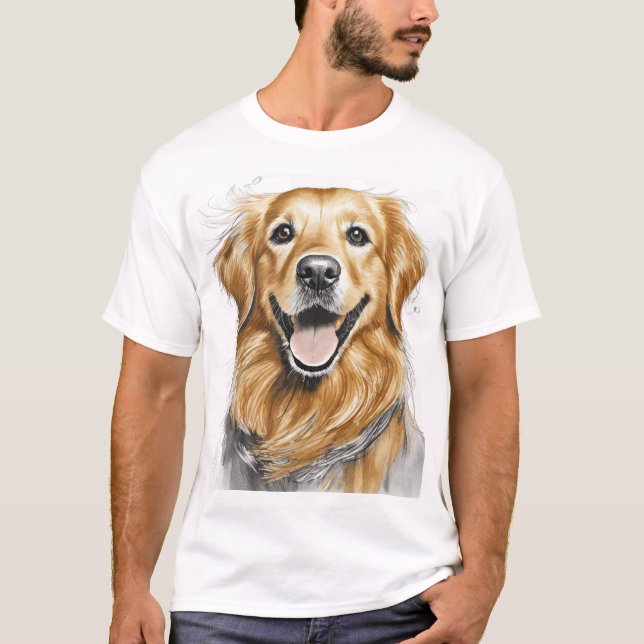 T-shirt Tête Heureuse de Retriever doré (Devant)