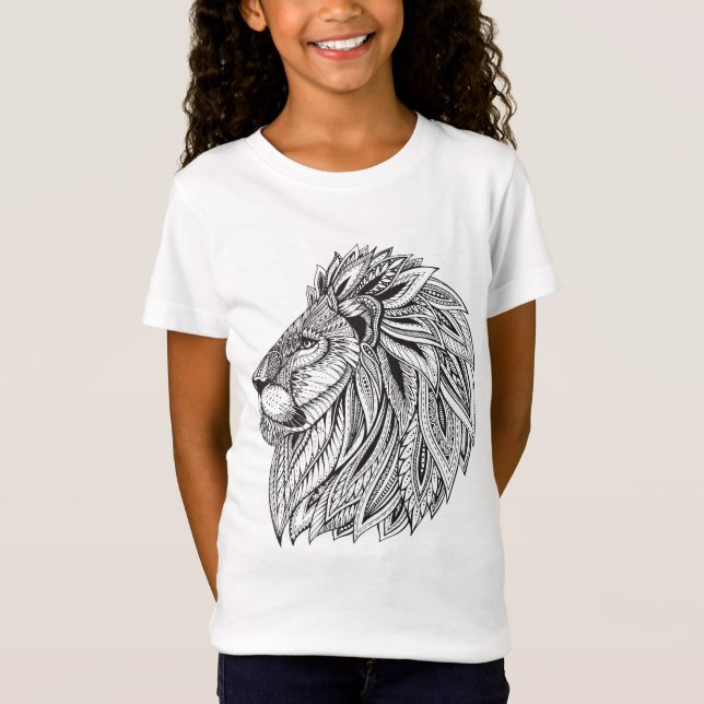 T-Shirt Tête modelée ethnique de lion (Devant)