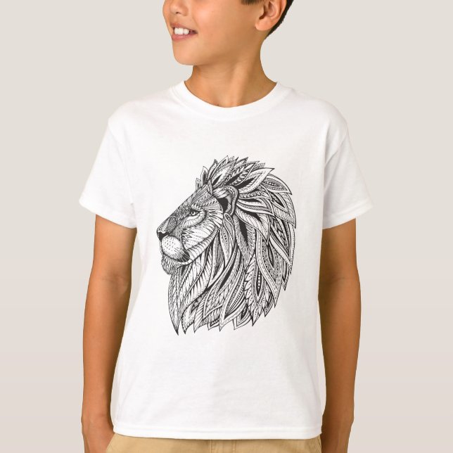 T-shirt Tête modelée ethnique de lion (Devant)