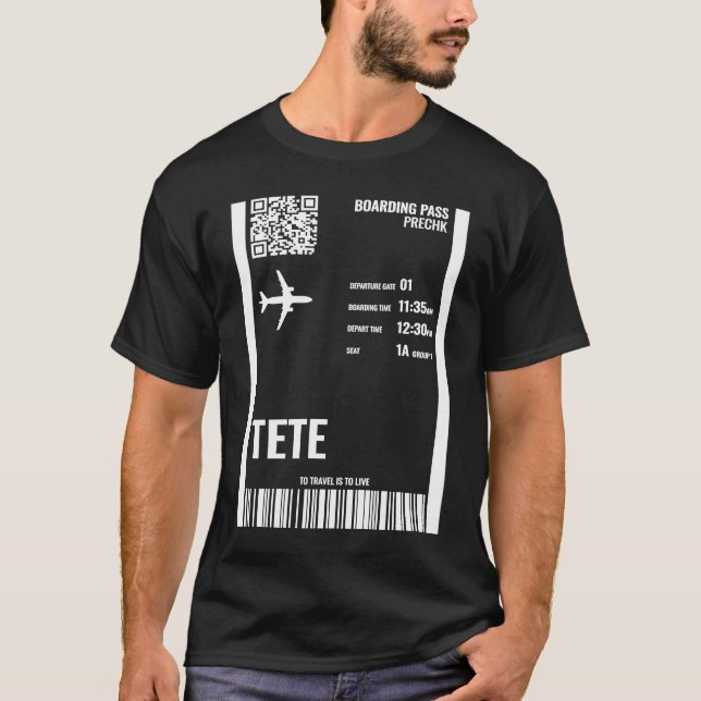 T-shirt Tete Mozambique Boarding Pass Airline Ticket Trave (Devant)