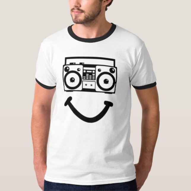 T-shirt Tête par radio (noir) (Devant)
