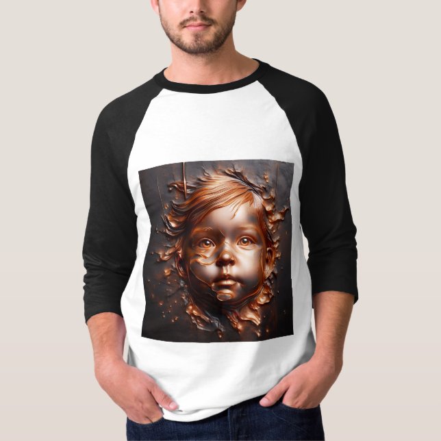 T-shirt Tête Raglan Avec Expression Art -3 (Devant)