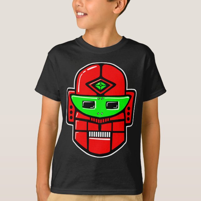 T-shirt Tête robotique rétro - Customisée (Devant)