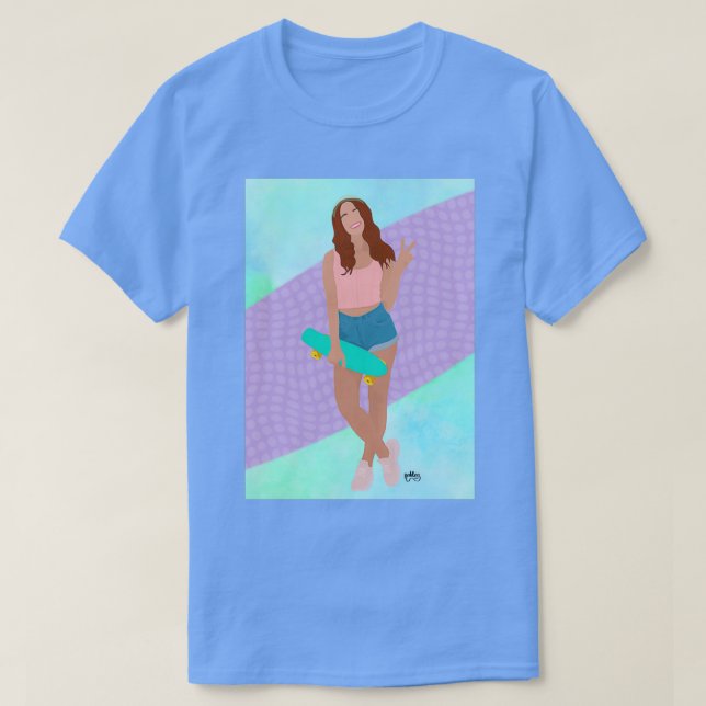 T-shirt Tête rouge cool avec skate (Design devant)