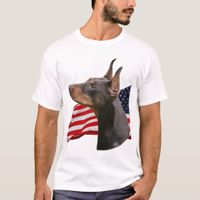 T-shirt Tête rouge de Pinscher de dobermann avec le (Devant)