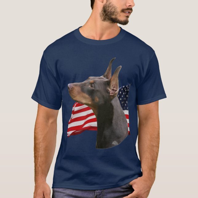 T-shirt Tête (rouge) de Pinscher de Dobermann avec le (Devant)