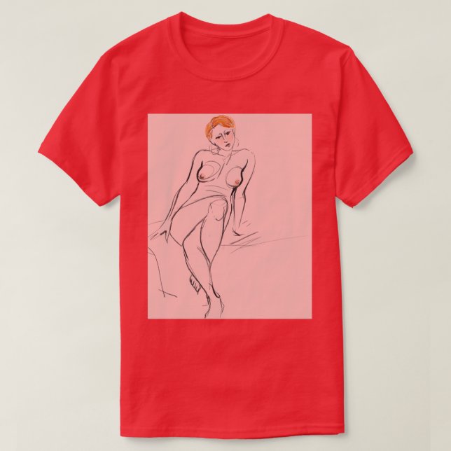 T-shirt Tête rouge en rose (Design devant)