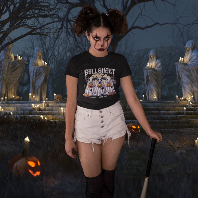 T-shirt Tête taureaux / Amusants taureaux Halloween filles (Bull Sheet moo / Funny bulls Halloween girls T-Shirt)