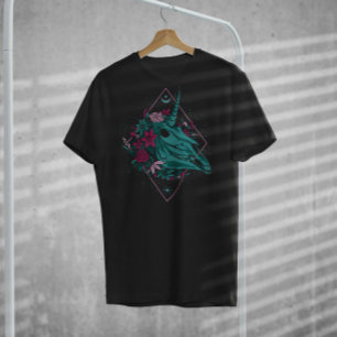 T-shirt Tête Unicorne Crâne Avec Fleurs