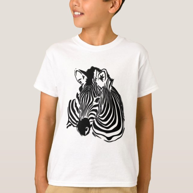 T-shirt Tête Zèbre noir et blanc 3D pour Amoureux des anim (Devant)