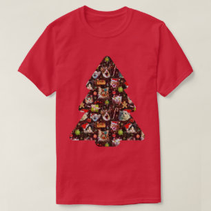 T-shirt Têtes de chat de Noël dans l'arbre drôle de