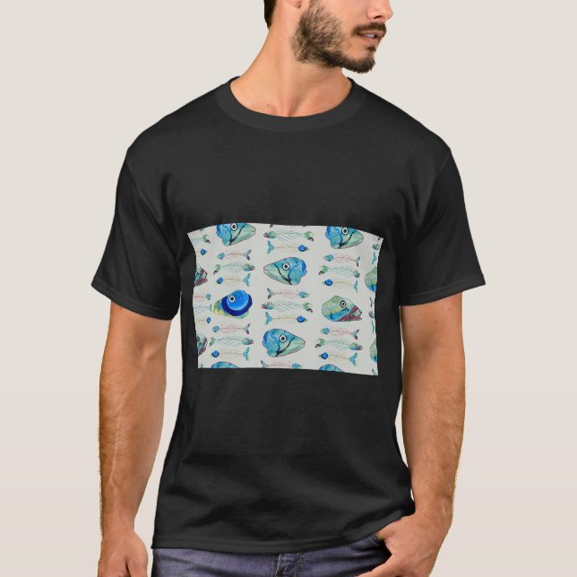 T-shirt Têtes de poisson grises (Devant)