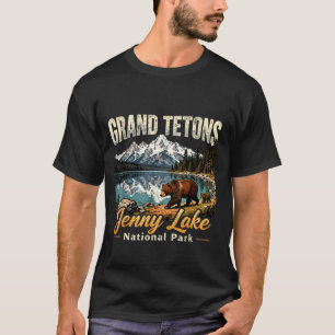 T-shirt Tétons majestueux vintage lac jenny parc national
