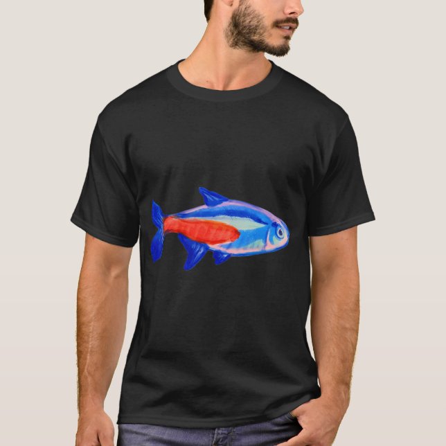 T-shirt Tétra bleu et rouge (Devant)