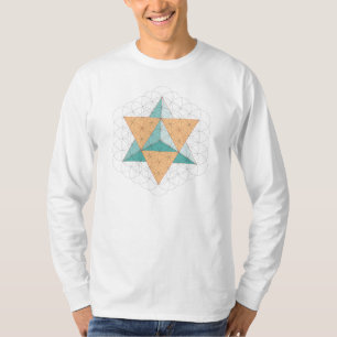 T-shirt Tétraèdre d'étoile de Merkaba sur la fleur de l