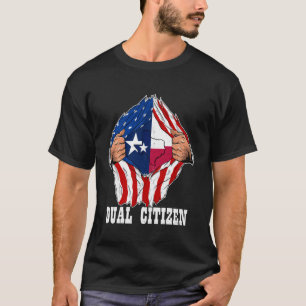 T-shirt Texan & Américain Double Nationalité Fête De L'Ind