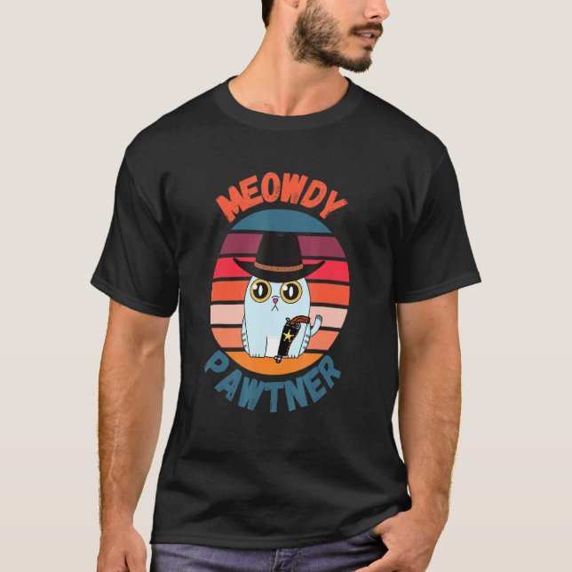 T-shirt Texan Chat Mignon Memé Mashup (Devant)