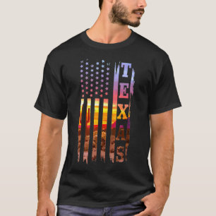T-shirt Texas American Flag Pride Paysage Cactus Patriot