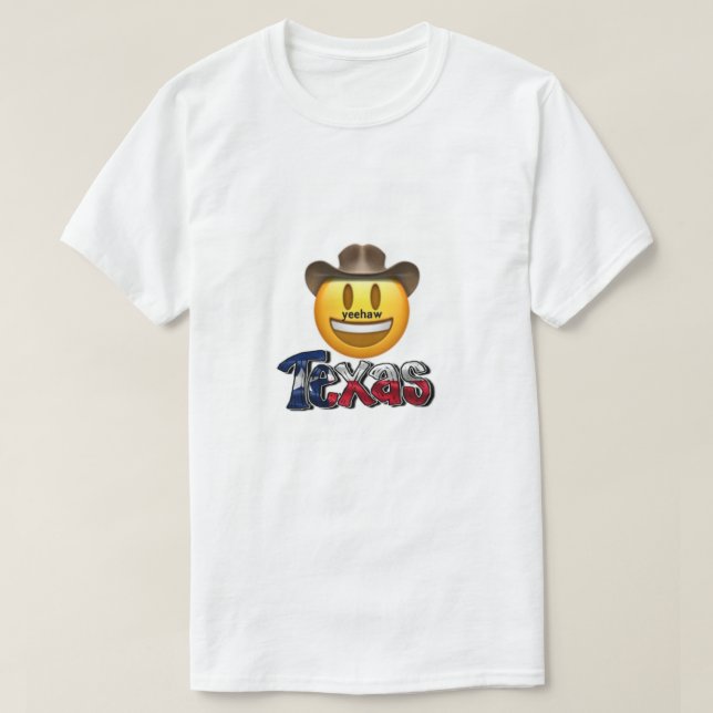 T-shirt Texas blanc emoji cowboy (Design devant)