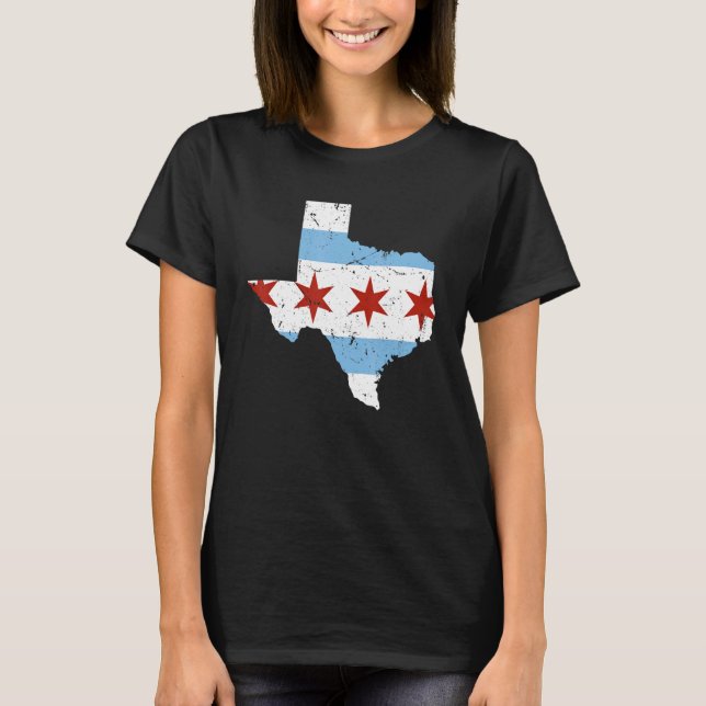 T-shirt Texas City Chicago Drapeau Grunge Voyage Sud Sid (Devant)
