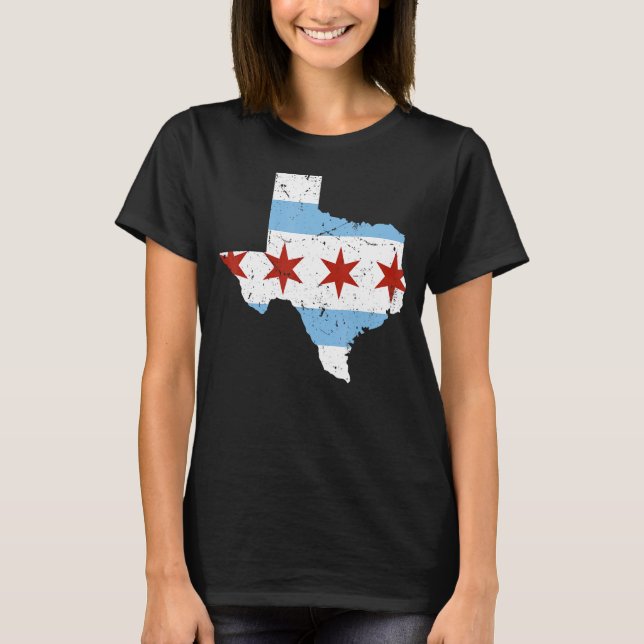 T-shirt Texas City Chicago Drapeau Grunge Voyage Sud Sid (Devant)