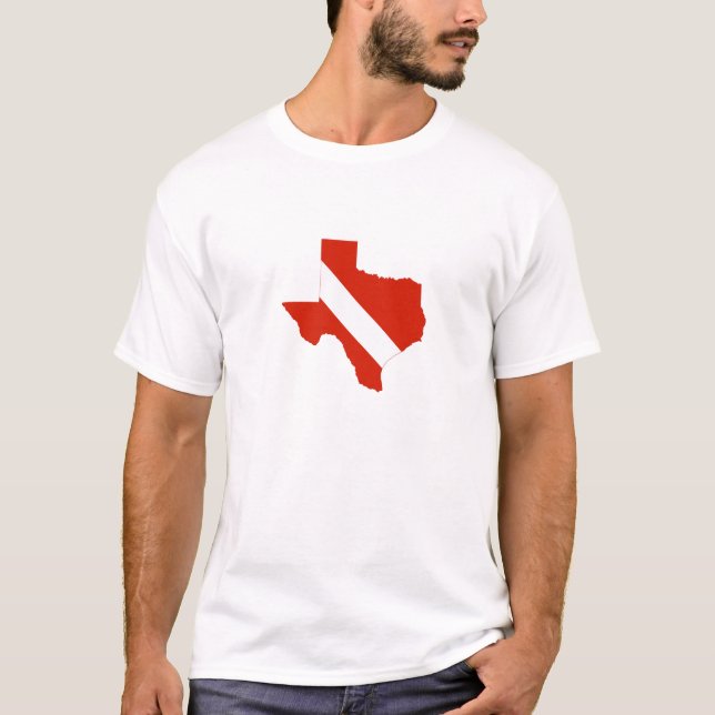 T-shirt Texas Diver Texan Lone Star Plongée Drapeau Rouge (Devant)